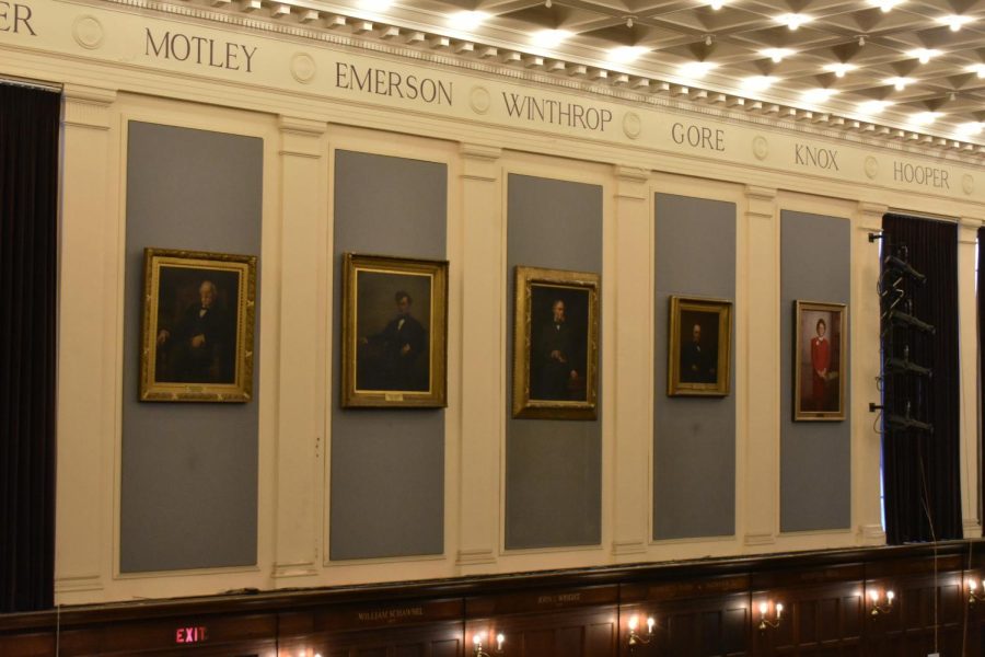 Portraits of former heads of school remind students of the school’s past. (Source: Lily Huynh (III))