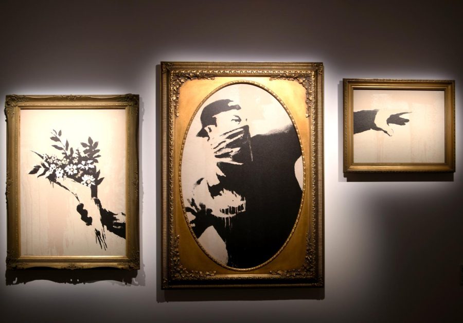 The Art of Banksy showcases Banksy’s work Flower Thrower. (Source: Mary Bosch (II))