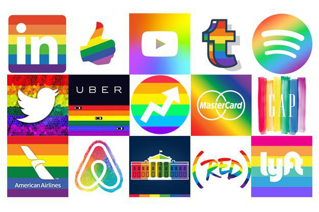 Companies rebrand to rainbow themes during Pride Month. (Source: Medium.com)