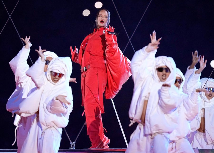 Rihanna at the Super Bowl halftime show. (Photo Credit: Brynn Anderson)
