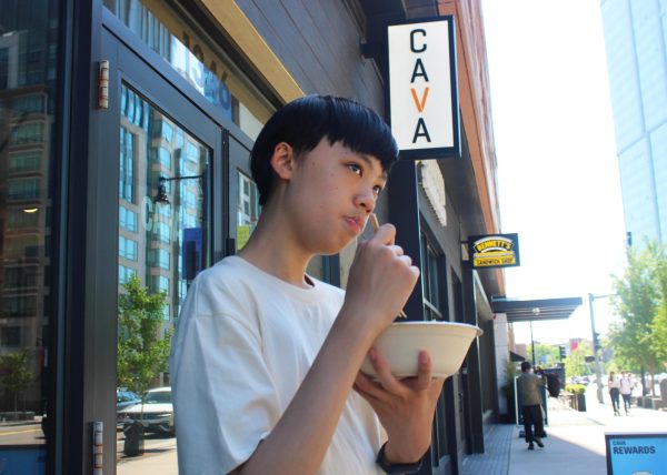  Chon In Lam (IV) enjoys a bowl outside of a local CAVA. (Source: David Ngueyn (IV))