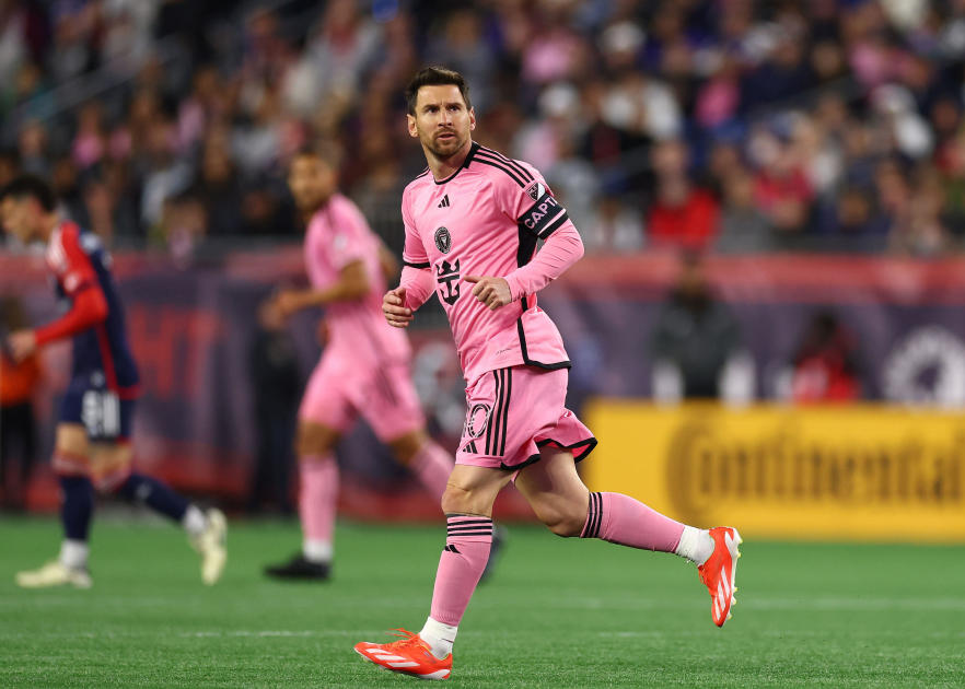 Soccer superstar Lionel Messi kicks off the game at Gillette Stadium. (Source: Maddie Meyer)