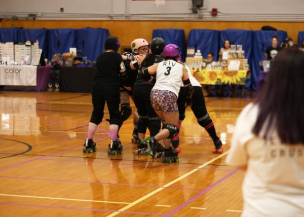 Ms. Ashley Balbian (No. 3) rolls in as roller derby co-captain of the Brockton Bruisers. (Source: Ashley Balbian)