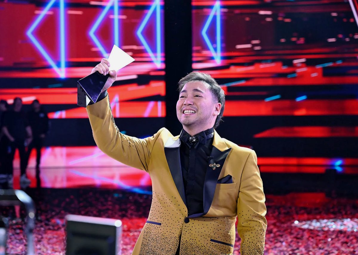 Vasquez celebrates his win as the first Asian man to win The Voice. (Source: NBC)