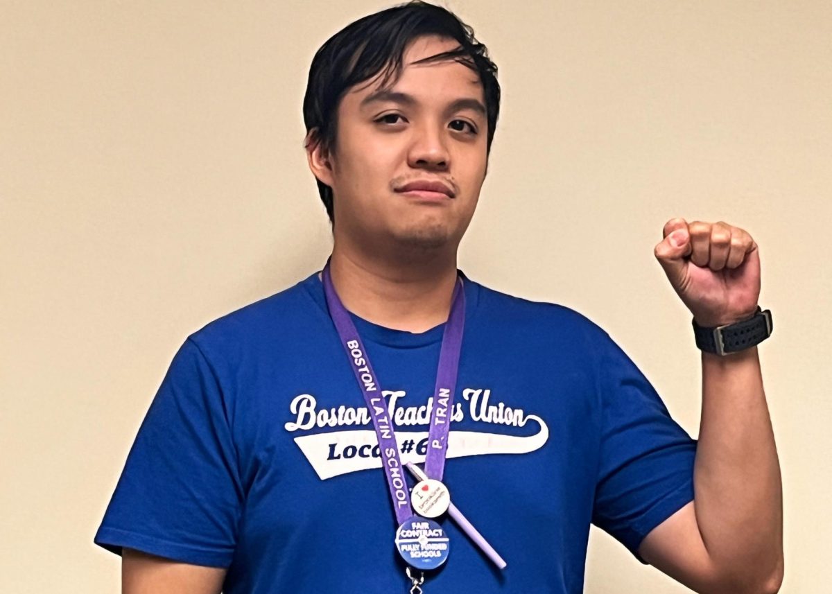 Mr. Tran shows his solidarity with the BTU by wearing his union shirt. (Source: Abrielle Huang (V))