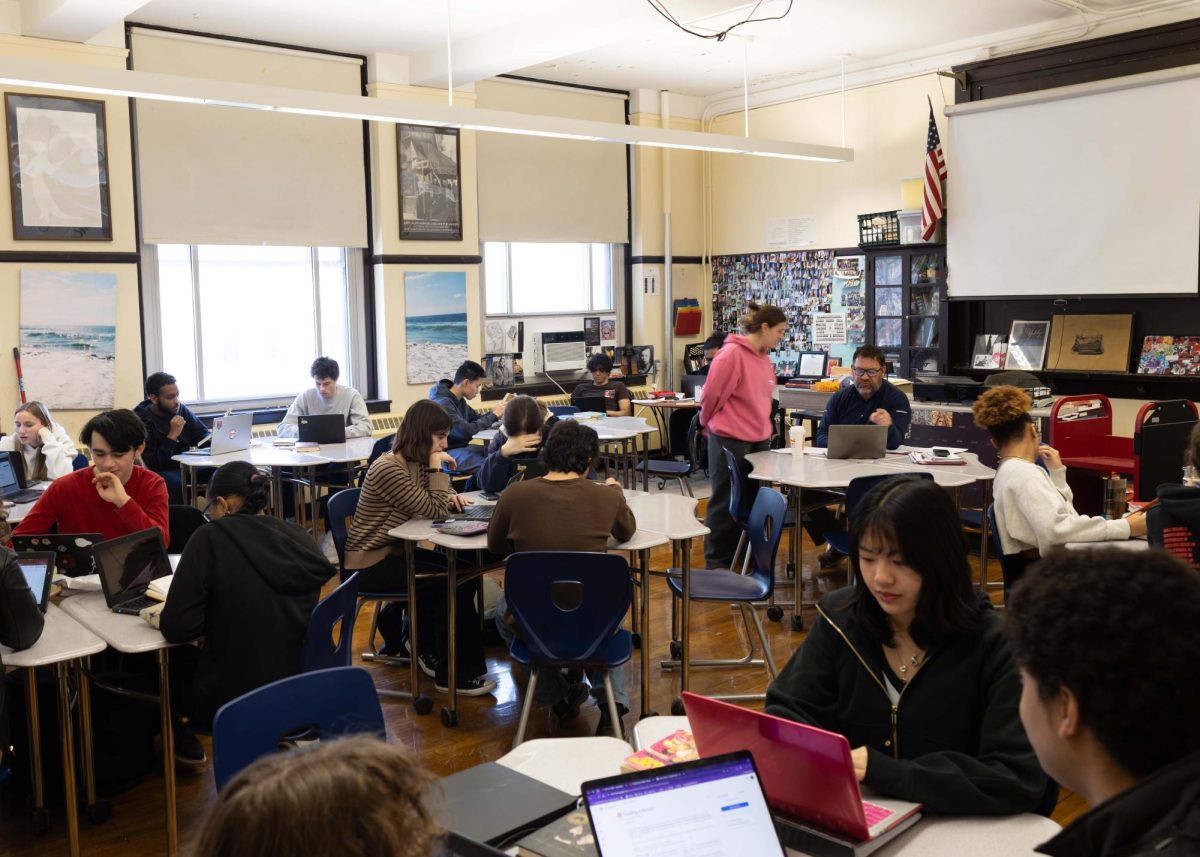 Students in Mr. Beyer’s creative writing class practice playwriting! (Source: Alan Zhao (III))