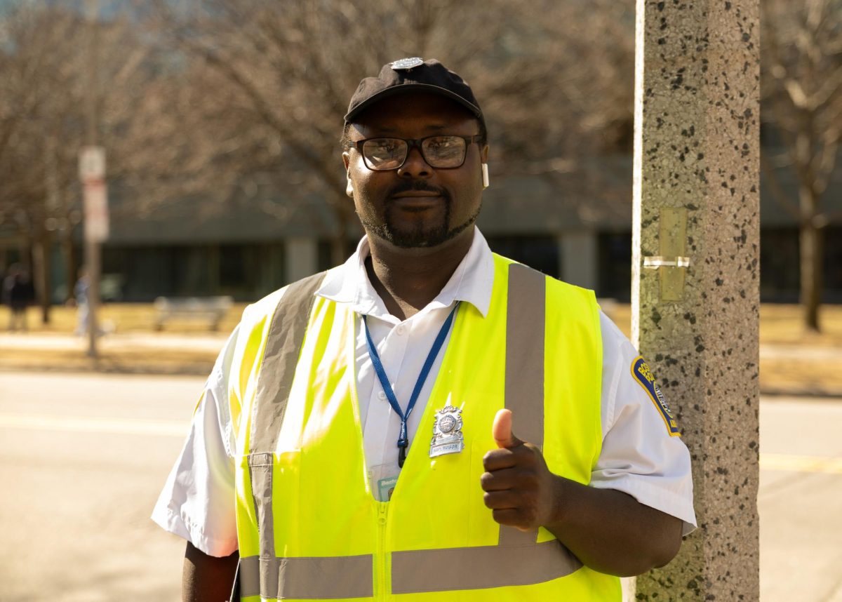 Traffic Supervisor Zach Badgett greets students! (Source: Kaiya Platt (IV))