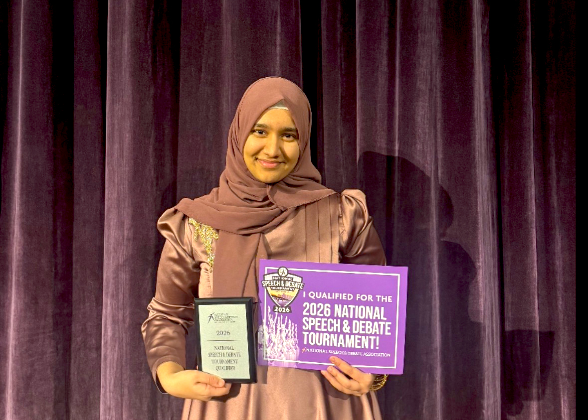 Ikra Abbasi (II) qualifies for debate nationals. (Source: Mr. Yilmaz Yoruk)